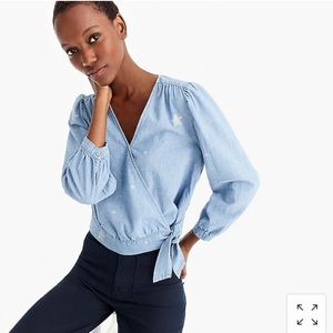 J. Crew | Chambray Star Print Wrap Top